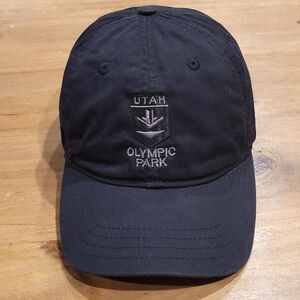 Olympic Park Utah Hat Black Strap Back Bobsleigh Ski Jump Sliding Winter Sports